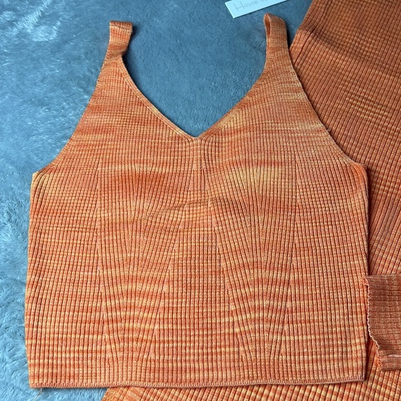 🎉Host Pick🎉 3 Pc Bundle NWT House Of Harlow 1960 Orange Ribbed Set - Picture 2 of 10